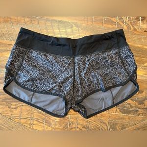 Lululemon speed up low rise shorts. Size 8. Black and grey.